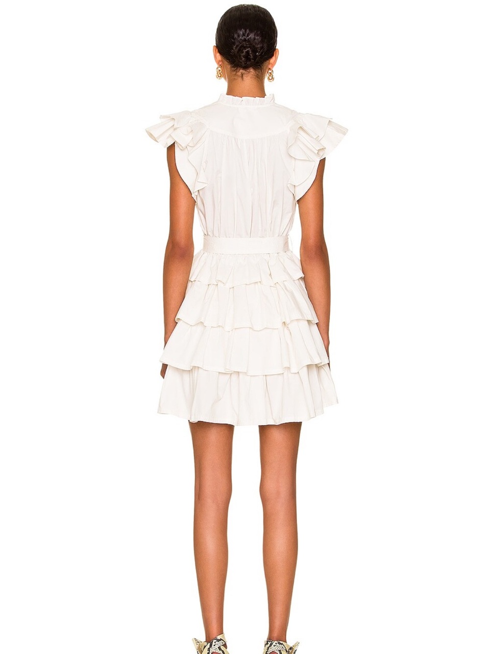 Ulla Johnson Lulua Tiered Ruffled Mini Dress in Bone size 6 - Picture 8 of 8